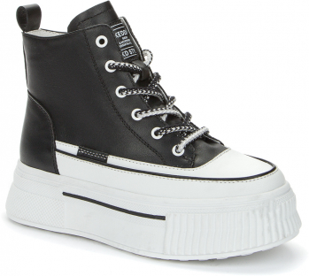 538116/01-01 черный/белый 34-1,35-1,36-2,37-2,38-1,39-1 Keddo Ботинки Повсед Дерби Иск.мат, Нат.шерсть, ТЭП Зима жен