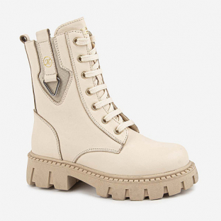 53652ут-2 Беж 32-1,33-1,34-1,35-1,36-1 Kapika Ботинки Повсед Дерби Нат.кожа, Байка/Флис В/О жен