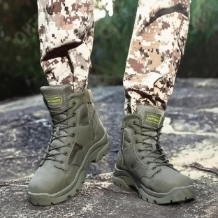 CC4288_A09-4 темно-зеленый 39-1,40-1,41-1,42-1,43-2,44-1,45-1,46-1,47-1 CAICAILAI Ботинки Актив.отдых Дерби Иск.мат, Текстиль, Резина В/О Муж
