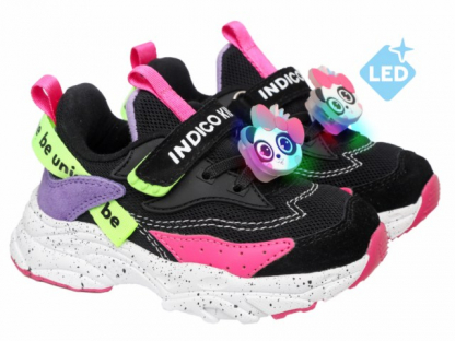 92-001P2 Чёрный / фуксия 25-2,26-2,27-2,28-2,29-2,30-2 Indigo kids П/ботинки Актив.отдых Кроссовки Иск.мат, Текстиль, ЭВА / ТЭП В/О жен