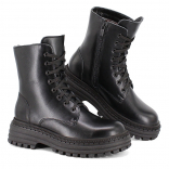 м 4-2257 Чёр 36-2,37-2 Лель Ботинки Повсед Дерби Нат.кожа, Нат.мех, ТЭП Зима жен