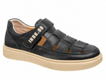 41-0040BL Чёр 35-2,36-2,37-2,38-2,39-2 Indigo kids П/ботинки Школа Сандалеты Нат.кожа, Кожподклад, ТЭП Лето Муж