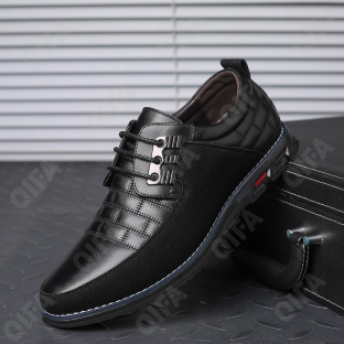 CC4114_S3909-L1 Чёр 44-3,45-3,46-2,47-1,48-1 ELANHUO П/ботинки Повсед Дерби Иск.мат, Иск.кожа, Резина В/О Муж