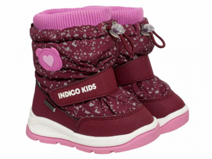 70-0005E2 Бордо 22-2,23-2,24-2,25-2 Indigo kids П/сапоги Повсед Дутики Иск.мат, Мемб/нат.шерсть, ТЭП Зима жен