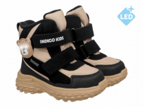 71-0090C2 Бежевый / чёрный 24-2,25-2,26-2,27-2,28-2 Indigo kids Ботинки Повсед Оксфорд Иск.мат, Мемб/нат.шерсть, ТЭП Зима Муж