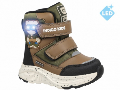 74-0835C2 хаки 25-2,26-2,27-2,28-2,29-2 Indigo kids Ботинки Повсед Оксфорд Иск.мат, Мемб/нат.шерсть, ЭВА / Резина Зима Муж