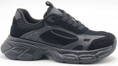 F7728-3 Чёр 36-1,37-2,38-2,39-2,40-1 Strobbs П/ботинки Актив.отдых Кроссовки Иск.мат, Текстиль, ПУ,ТПУ вставка В/О жен