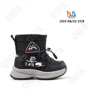 RC51_2315-9A Чёр 22-1,23-1,24-2,25-2,26-1,27-1 Boys and Girls П/сапоги Повсед Дутики Иск.мат, Нат.шерсть, ТПР (TPR-Термопластичная резина) Зима Муж