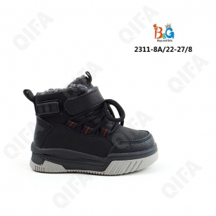 RC51_W2311-8A Чёр 22-1,23-1,24-2,25-2,26-1,27-1 Boys and Girls Ботинки Повсед Оксфорд Иск.мат, Нат.шерсть, ТПР (TPR-Термопластичная резина) Зима Муж