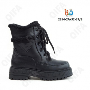 RC51_W2354-2A Чёр МОНО Кол-во-1 Boys and Girls Ботинки Повсед Дерби Иск.мат, Нат.шерсть, ТПР (TPR-Термопластичная резина) Зима жен