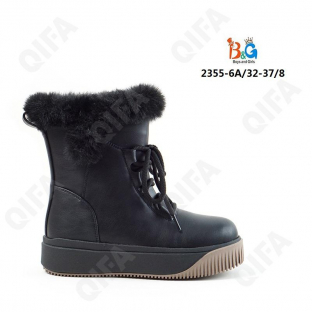RC51_2355-6A Чёр 32-1,33-1,34-2,35-2,36-1,37-1 Boys and Girls Ботинки Повсед Веллингтон Иск.мат, Нат.шерсть, ТПР (TPR-Термопластичная резина) Зима жен