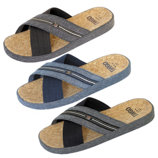 HM2876 микс коричневый,синий,серый Tingo Туфли Дом Тапочки Текстиль, Текстиль, ТЭП Лето Муж