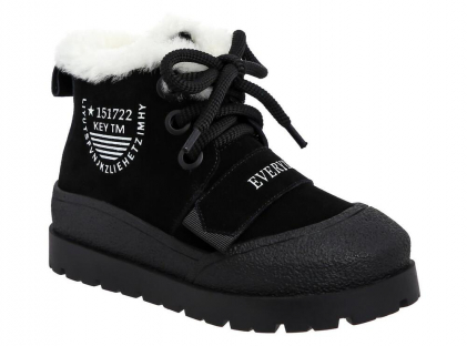 TEF_609_black 33-1,34-1,35-1,36-1,37-1,38-1 Kenka Ботинки Повсед Дерби Иск.мат, Нат.шерсть, ТЭП Зима жен