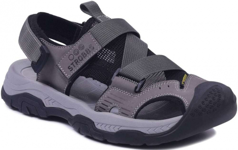 B3714-1 Сер 40-2,41-2,42-2,43-2 Strobbs Туфли Актив.отдых Сандалеты Нат.кожа, Без подклада, ЭВА,Резина Лето Муж