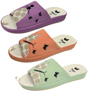 HL2542 микс Зеленый,коралловый,фуксия 36-3,37-3,38-6,39-6,40-3,41-3 Tingo Туфли Дом Тапочки Текстиль, Текстиль, ТЭП Лето жен