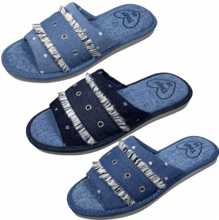 HLE2557микс Темно- Синий,голубой,синий 36-3,37-3,38-6,39-6,40-3,41-3 Tingo Туфли Дом Тапочки Текстиль, Текстиль, ЭВА Лето жен
