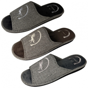HME2531 микс серый,коричневый,Черный 41-3,42-3,43-6,44-6,45-3,46-3 Tingo Туфли Дом Тапочки Текстиль, Текстиль, ЭВА Лето Муж