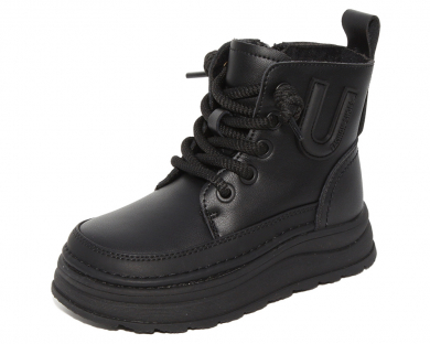 G22487 Чёр 26-1,27-1,28-1,29-1,30-1,31-1 Капитошка Ботинки Повсед Дерби Иск.мат, Иск.мех, Резина Зима жен