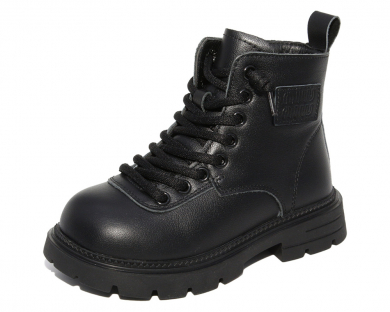 G22598 Чёр 27-1,28-1,29-1,30-1,31-1,32-1 Капитошка Ботинки Повсед Оксфорд Нат.кожа, Нат.мех, Резина Зима жен