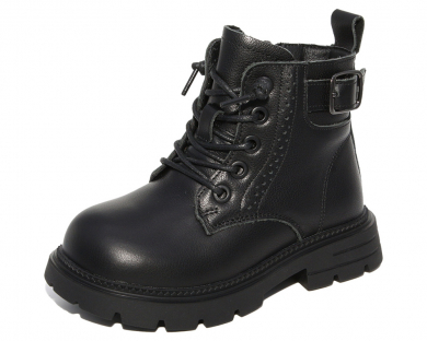 G22600 Чёр 27-1,28-1,29-1,30-1,31-1,32-1 Капитошка Ботинки Повсед Дерби Нат.кожа, Нат.мех, Резина Зима жен