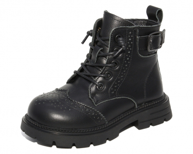 G22708 Чёр 27-1,28-1,29-1,30-1,31-1,32-1 Капитошка Ботинки Повсед Дерби Нат.кожа, Нат.мех, Резина Зима жен