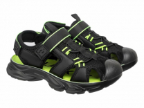 227-2030A2 Чёрный / салатовый 33-2,34-2,35-2,36-3,37-3 Indigo kids Туфли Актив.отдых Сандалеты Иск.мат, Текстиль, ПУ Лето Муж