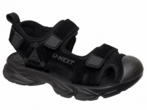 227-2040C Чёр 33-2,34-2,35-2,36-3,37-3 Indigo kids Туфли Актив.отдых Сандалеты Иск.мат, Текстиль, ПУ Лето Муж