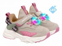 92-001V Бежевый / розовый 25-2,26-2,27-2,28-2,29-2,30-2 Indigo kids П/ботинки Актив.отдых Кроссовки Иск.мат, Текстиль, ЭВА / ТЭП В/О жен