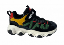 92-059A Черный / мультиколор 29-2,30-2,31-2,32-2,33-2,34-2 Indigo kids П/ботинки Актив.отдых Кроссовки Иск.мат, Текстиль, ЭВА / ТЭП В/О Муж