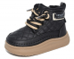 F22081 Чёр 17-2,18-2,19-2,20-2 Капитошка Ботинки Повсед Дерби Иск.мат, Байка/Флис, Резина В/О жен
