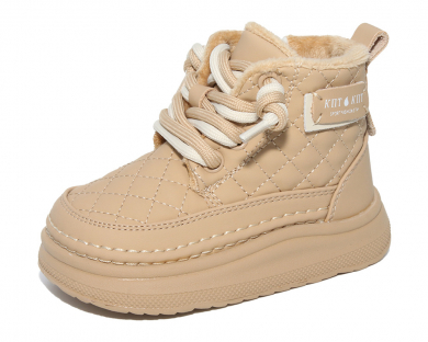 F22083 Светло-коричневый 17-2,18-2,19-2,20-2 Капитошка Ботинки Повсед Дерби Иск.мат, Байка/Флис, Резина В/О жен