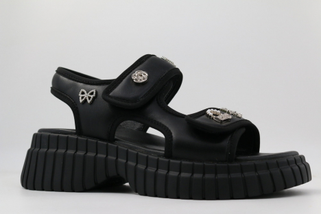 34580п-1 Чёр 35-1,36-1,37-1,38-1,39-1 Kapika Туфли Повсед Сандалии Иск.мат, Кожподклад, ПУ (полиуретан) Лето жен