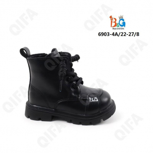 RC51_6903-4A Чёр 22-1,23-1,24-2,25-2,26-1,27-1 Boys and Girls Ботинки Повсед Дерби Иск.мат, Байка/Флис, ТПР (TPR-Термопластичная резина) В/О жен
