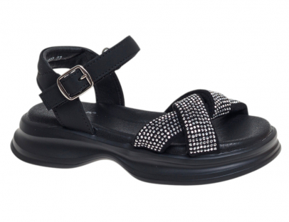 R580311097BK Чёр 27-1,28-2,29-2,30-2,31-2,32-1 Сказка Туфли Повсед Сандалии Иск.мат, Иск.кожа Лето жен