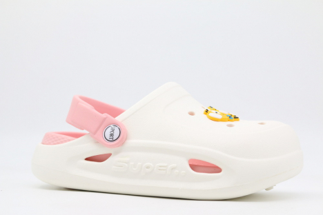 82257-1 белый-розовый 28-1,29-1,30-1,31-1,32-1,33-1,34-1,35-1 Kapika Туфли Пляж Кроксы ЭВА, Без подклада, ЭВА Лето жен