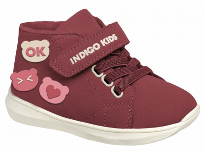 50-125F Бордо 22-2,23-2,24-2,25-2,26-2 Indigo kids Ботинки Повсед Дерби Нат.кожа, Байка/Флис, ТЭП В/О жен