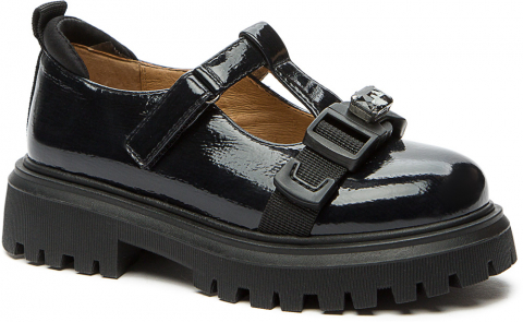 938410/04-02 Т.син 30-1,31-1,32-2,33-2,34-1,35-1 Betsy Туфли Школа T-STRAP Иск.мат, Текстиль, ТЭП Лето жен