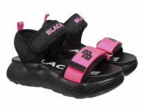 233-500C Чёрный / фуксия 35-2,36-2,37-2,38-2,39-2 Indigo kids Туфли Повсед Сандалии Текстиль, Текстиль, ПУ Лето жен
