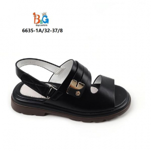 6635-1A Чёр 32-1,33-1,34-2,35-2,36-1,37-1 Boys and Girls Туфли Повсед Сандалии Иск.мат, Иск.кожа, PU Лето жен