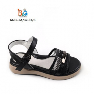 6636-2A Чёр 32-1,33-1,34-2,35-2,36-1,37-1 Boys and Girls Туфли Повсед Сандалии Иск.мат, Иск.кожа, PU Лето жен