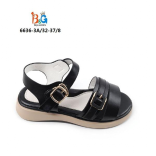 6636-3A Чёр 32-1,33-1,34-2,35-2,36-1,37-1 Boys and Girls Туфли Повсед Сандалии Иск.мат, Иск.кожа, PU Лето жен