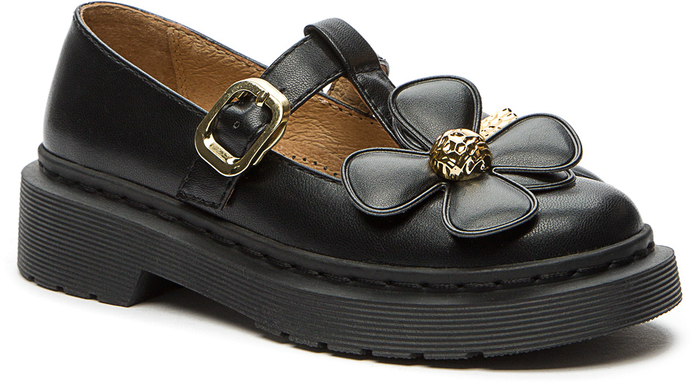 938409/01-05 Чёр 30-1,31-1,32-2,33-2,34-1,35-1 Betsy Туфли Школа T-STRAP Иск.мат, Кожподклад, ТЭП Лето жен