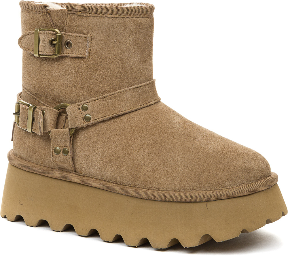 848214/01-03 Т.бежевый 36-1,37-2,38-2,39-1,40-1,41-1 Keddo П/сапоги Повсед Угги Нат.кожа, Нат.шерсть, ЭВА(этиленвинилацетат) Зима жен