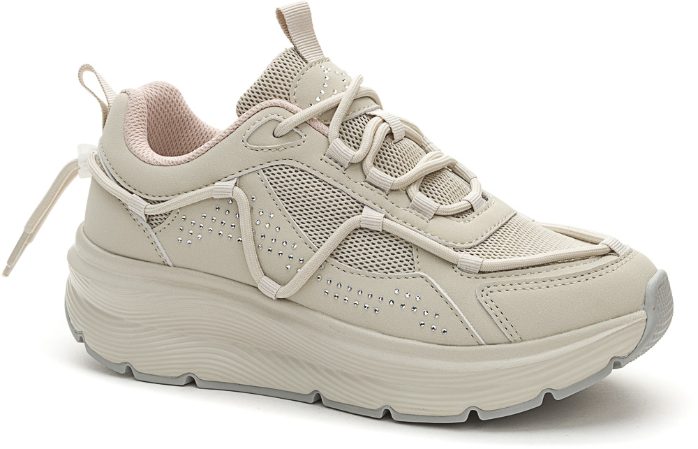 157515/28-02 Беж 36-1,37-1,38-2,39-2,40-1,41-1 Grunberg П/ботинки Повсед Кроссовки Иск.мат, Текстиль, файлон/резина В/О жен