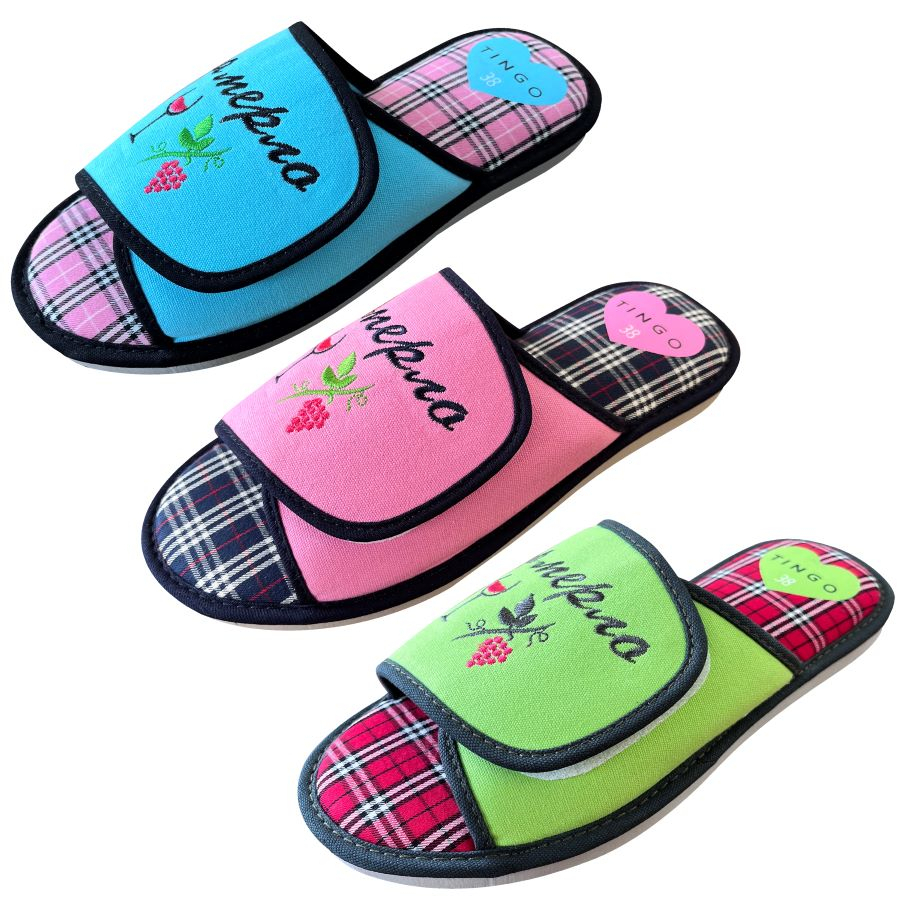 HLE2556 микс бирюзовый,розовый,зеленый 36-3,37-3,38-6,39-6,40-3,41-3 Tingo Туфли Дом Тапочки Текстиль, Текстиль, ЭВА Лето жен