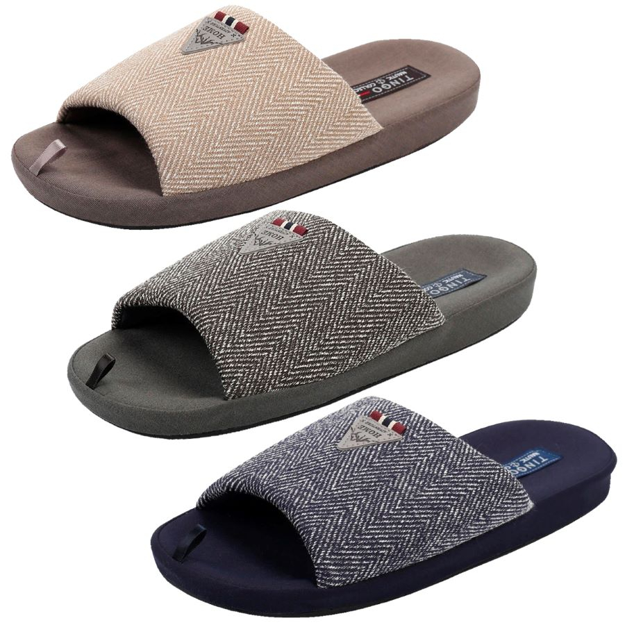 HM2520 микс Синий,бежевый ,серый 40-3,41-3,42-6,43-6,44-3,45-3 Tingo Туфли Дом Тапочки Текстиль, Текстиль, ТЭП Лето Муж