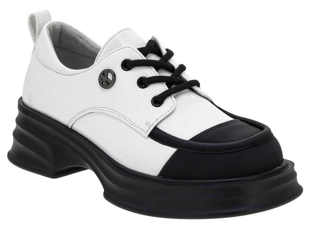 TVX_399-160_black-white 34-1,35-1,36-1,37-1,38-1,39-1 Kenka П/ботинки Школа Дерби Иск.мат, Кожподклад, ПУ В/О жен