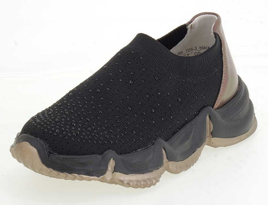 LRE_705-3_black 32-1,33-1,34-1,35-1,36-1,37-1 Kenka П/ботинки Повсед Слипоны Текстиль, Без подклада, ЭВА Лето жен