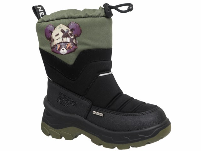 61-1065C2 Черный / хаки 30-2,31-2,32-2,33-2,34-2,35-2 Indigo kids П/сапоги Повсед Сноубутсы Иск.мат, Мемб/нат.шерсть, ТЭП Зима Муж