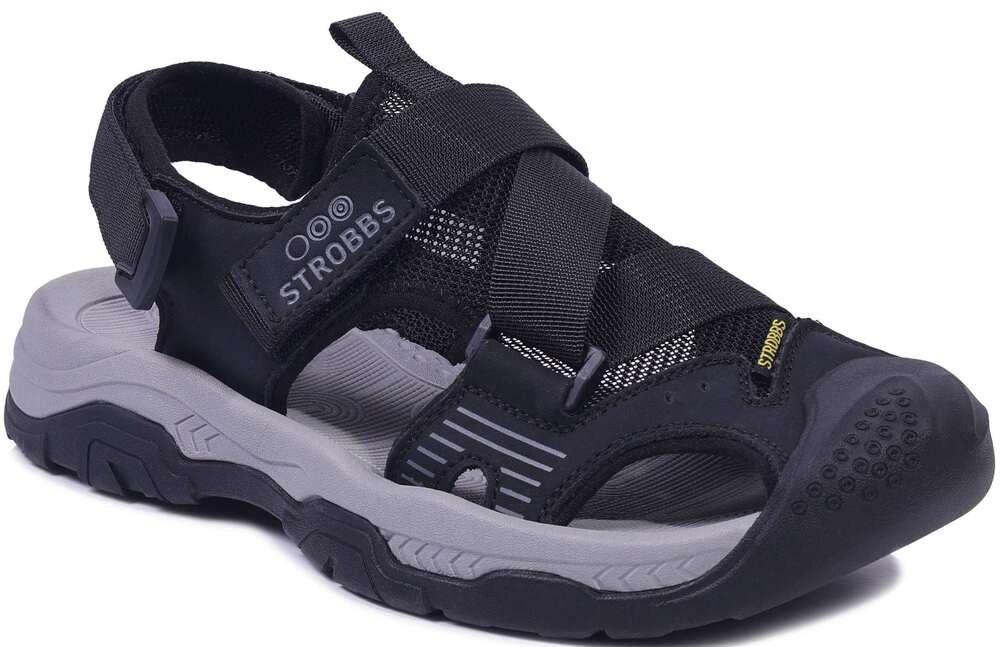 C3714-3 Чёр 41-1,42-2,43-2,44-2,45-1 Strobbs Туфли Повсед Сандалеты Нат.кожа, Без подклада, ЭВА,Резина Лето Муж